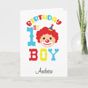 Carte Funny Clown 1er anniversaire