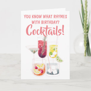 Carte Funny Cocktail Drinks Illustrations Birthday
