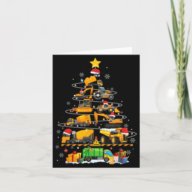 Carte Funny Construction Excavator Truck Christmas Tree  (Devant)