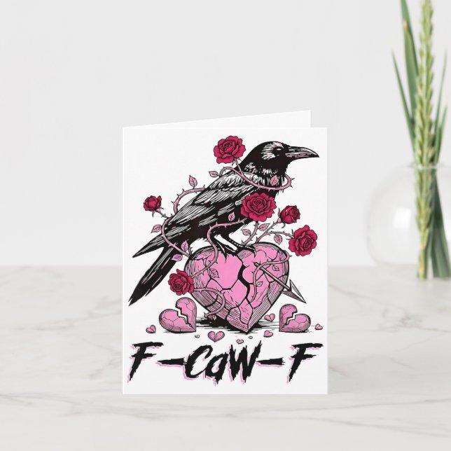 Carte Funny Crow F-caw-f Valentines Day Black Bird Fcawf (Devant)