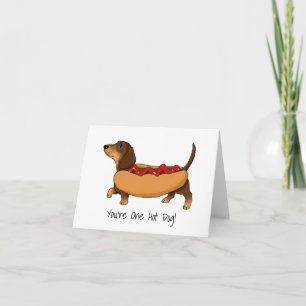 Carte Funny Daschund Hot Dog Aquarelle