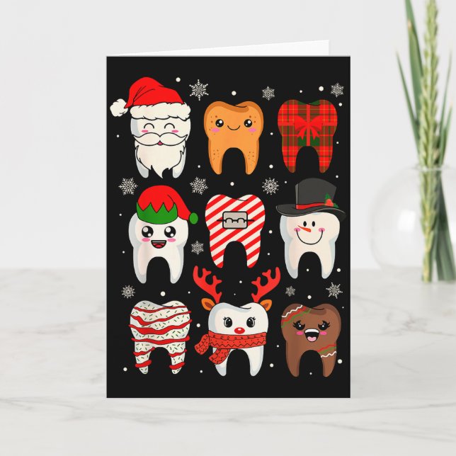 Carte Funny Dental Christmas Teeth Cute Xmas Dentist Squ (Devant)