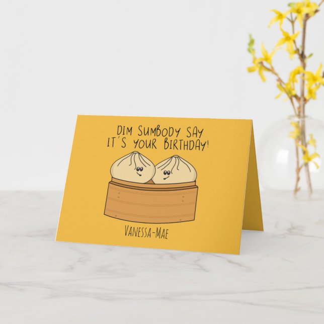 Carte Funny Dim Sum Foody Anniversaire Alimentation Pun (Fleur jaune)