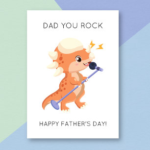 Carte Funny Dino Papa You Rock Fête des pères Card