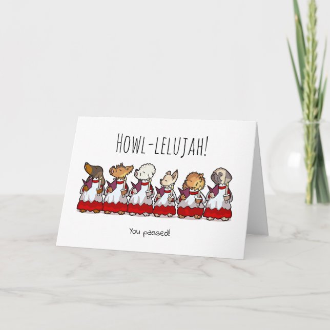 Carte Funny Dog Choir Passed Test Or Exam Cartoon (Devant)