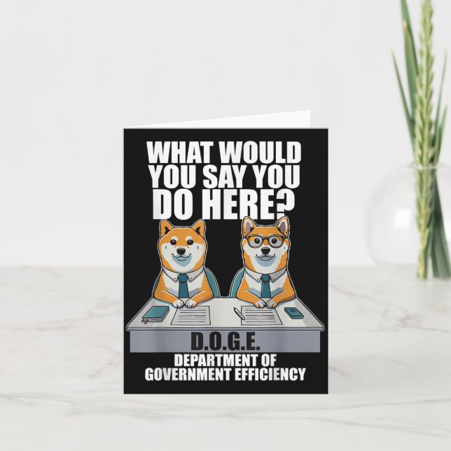 Carte Funny Doge Meme D.o.g.e, Ministère du gouvernement (Devant)