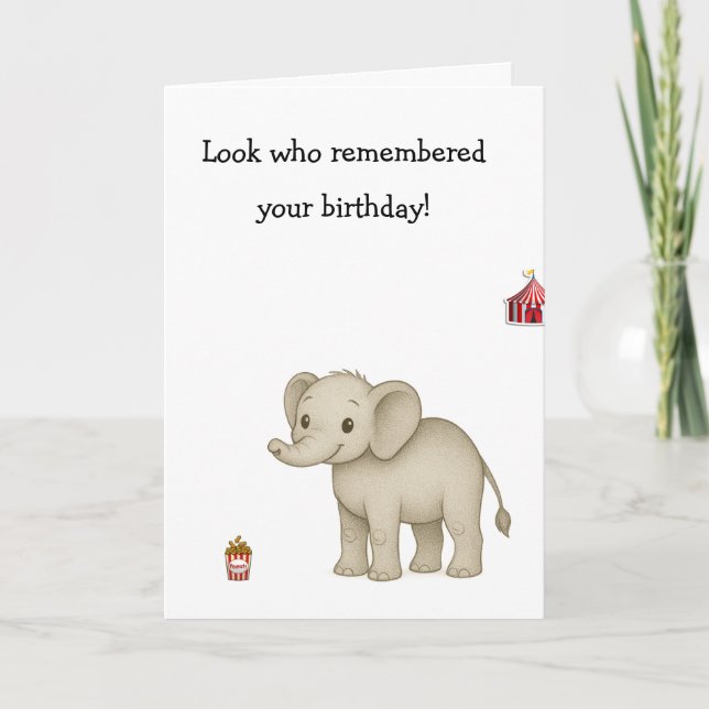 Carte Funny Elephant Memory Age Burn (Devant)
