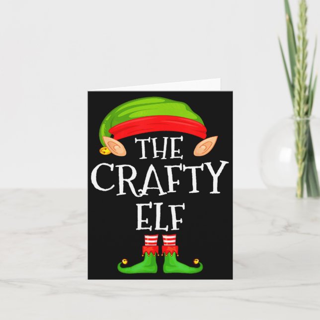 Carte Funny Elf Family Christmas Crafty Elf Sweater Matc (Devant)