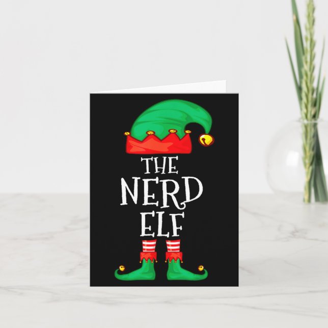Carte Funny Elf Family Christmas The Nerd Elf Sweater Me (Devant)