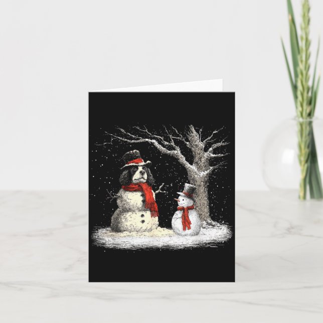 Carte Funny Er Spaniel Dog In The Snow Tree Christmas Wi (Devant)