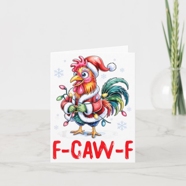 Carte Funny F-caw-f Chicken Humor Santa Rooster Christma (Devant)