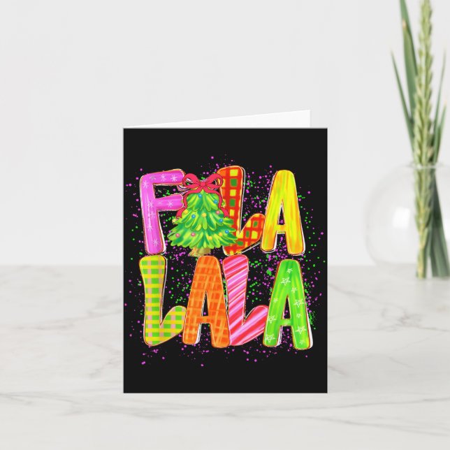 Carte Funny Fa La La Coquette Bow Checkered Christmas Tr (Devant)