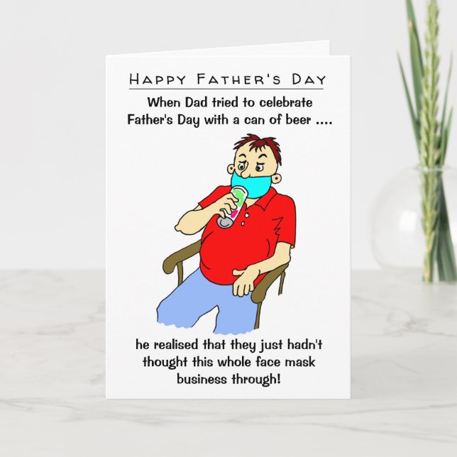 Carte Funny Face Mask Beer Can Father's Day (Devant)