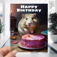 Funny Fat Hamster and Cake Candle - Joyeux anniver