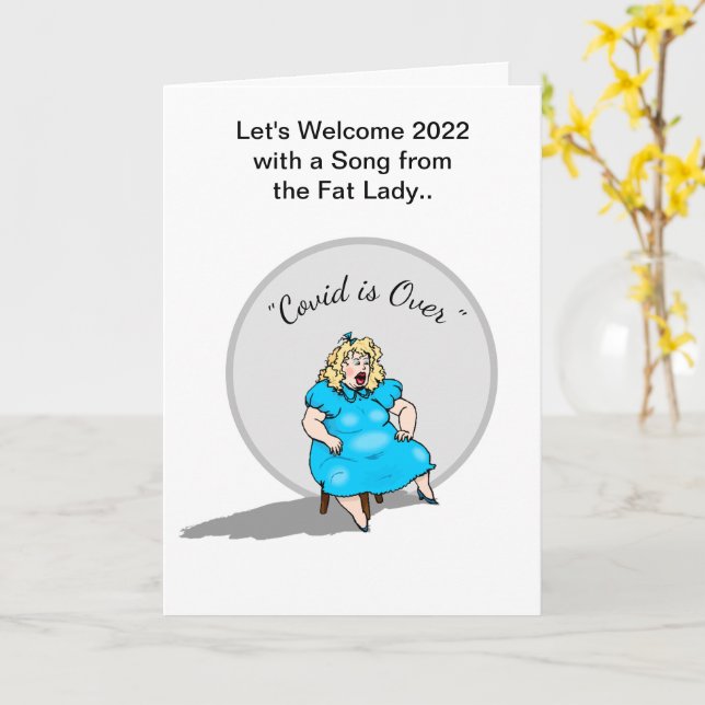 Carte Funny Fat Lady chanter Nouvel An 2022 Célébration (Fleur jaune)