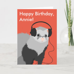 Carte Funny Ferret Music Amant Anniversaire
