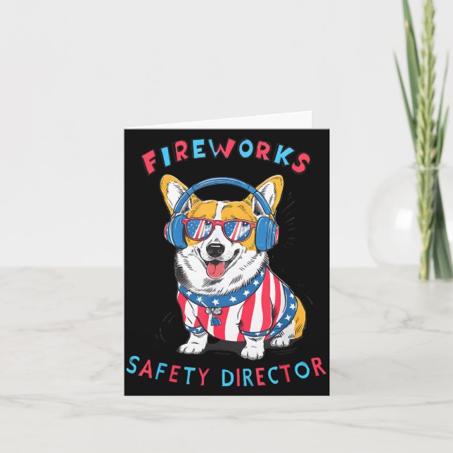 Carte Funny Fireworks Safety Director Dog Technician Exp (Devant)