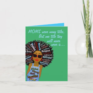 Carte Funny Fly Word Art Fête des mères afro-américaines