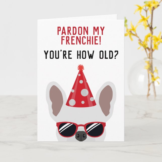 Carte Funny French Bulldog Birthday Card (Fleur jaune)