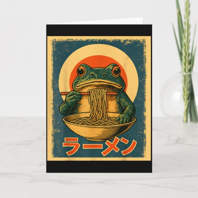 Carte Funny Frog Ramen Kawaii Retro Japon Soleil Levant  (Devant)