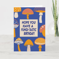 Funny Fungi Mushroom Citation Retro Blue Anniversa