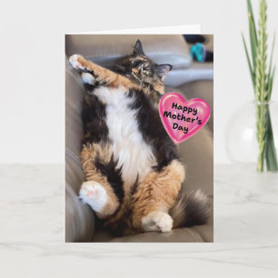 Carte Funny Furry Chat Bonne fête des mères