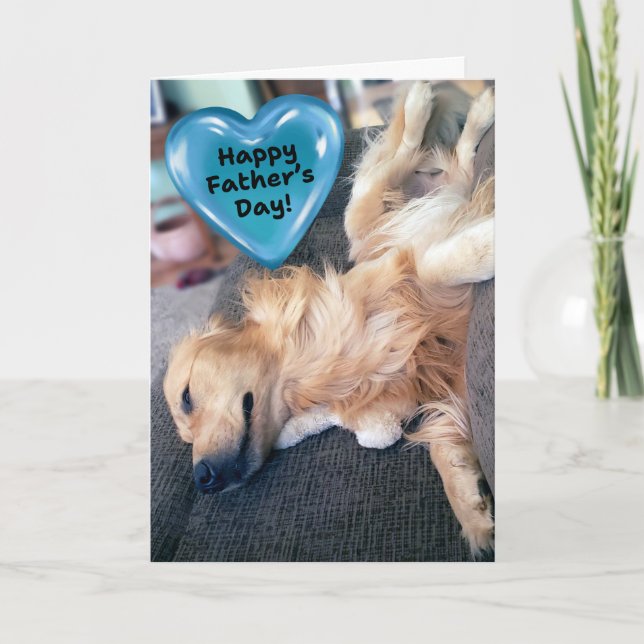 Carte Funny Furry Golden Retriever Fête des pères (Devant)