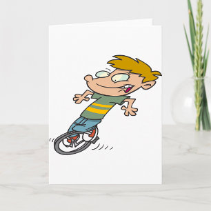 Carte Funny Garçon équitation monocycle
