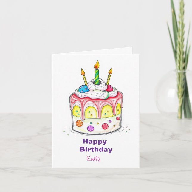CARTE FUNNY GCE CREAM ANNIVERSAIRE DE ENFANT GÂTEAU (Devant)