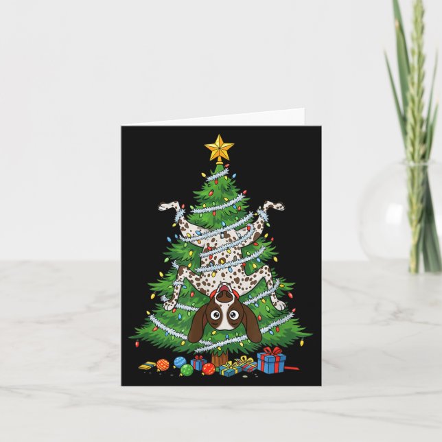 Carte Funny German Shorthaired Inter Dog Christmas Tree  (Devant)