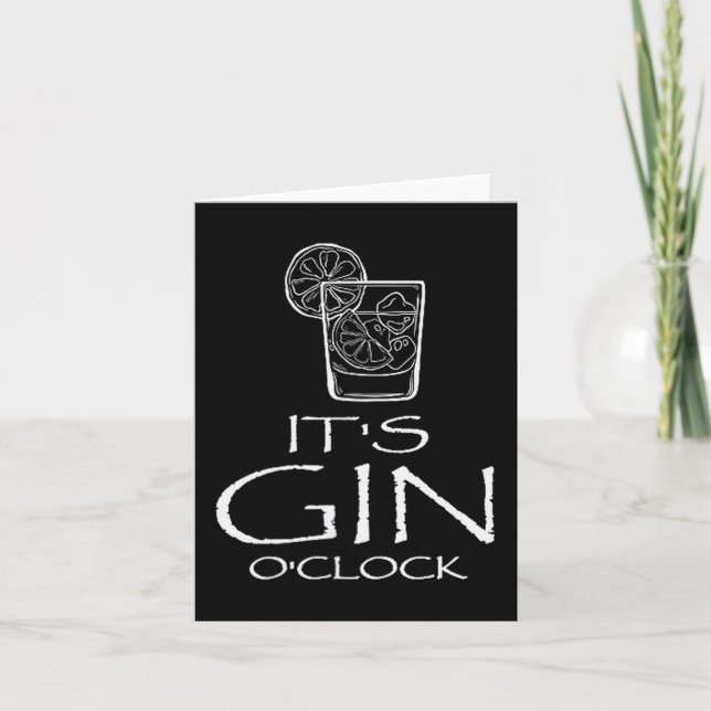 Carte Funny Gin Tonic Saying Oh It's Gin O'clock  (Devant)