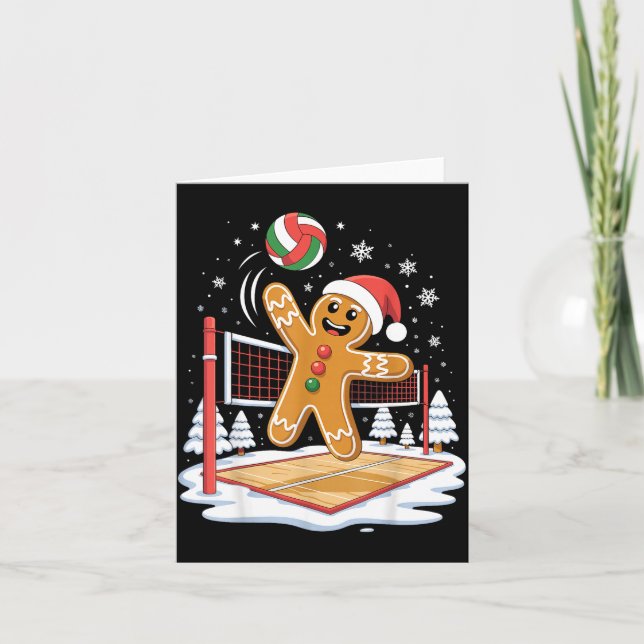 Carte Funny Gingerbread Volleyball Player Christmas  (Devant)