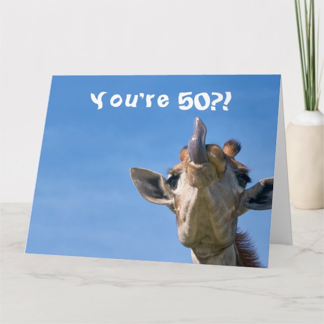 Carte Funny Giraffe Joyeux 50e anniversaire (Devant)