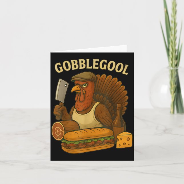 Carte Funny Gobbol Turkey Baker Thanksgiving  (Devant)