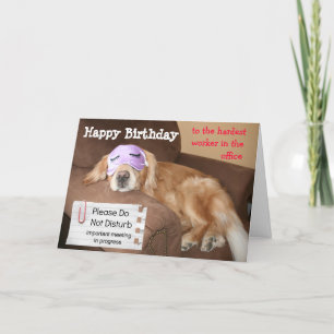 Carte Funny Golden Retriever CoWorker Office Anniversair