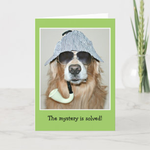 Carte Funny Golden Retriever détective chien anniversair