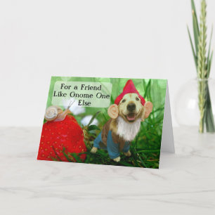 Carte Funny Golden Retriever Friendship Garden Gnome