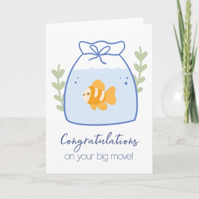 Carte Funny Goldfish Félicitations Nouveau Accueil Nouve (Devant)