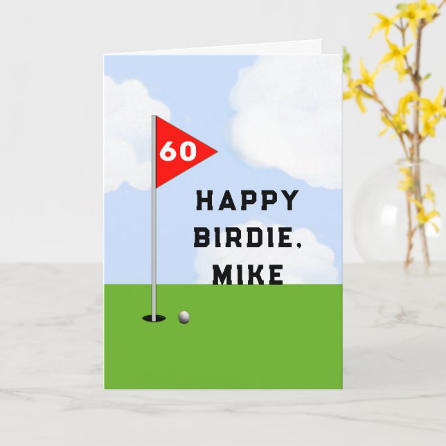 Carte Funny Golf Anniversaire (Fleur jaune)