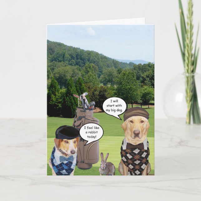 Carte Funny Golfeur Anniversaire/Funny Chien Golfeur (Devant)