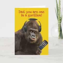 Carte Funny Gorilla avec télécommande et casque Père du 