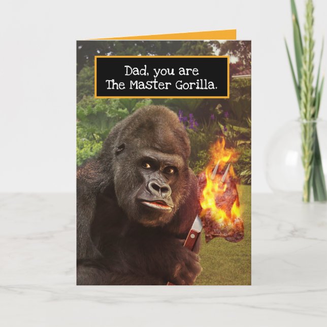 Carte Funny Gorilla Grill Master Fête des pères (Devant)