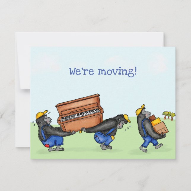 Carte Funny gorillas nouvelle maison changement d'adress (Devant)