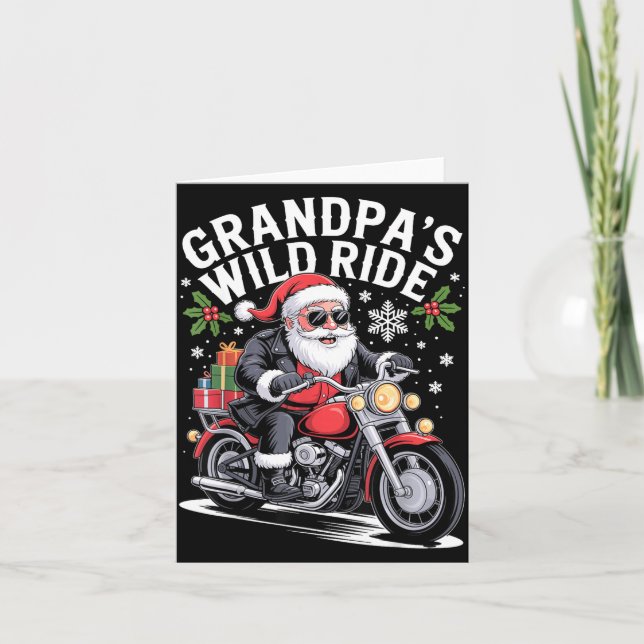 Carte Funny Grandpa's Biker Ride Christmas Motorcycle Sa (Devant)