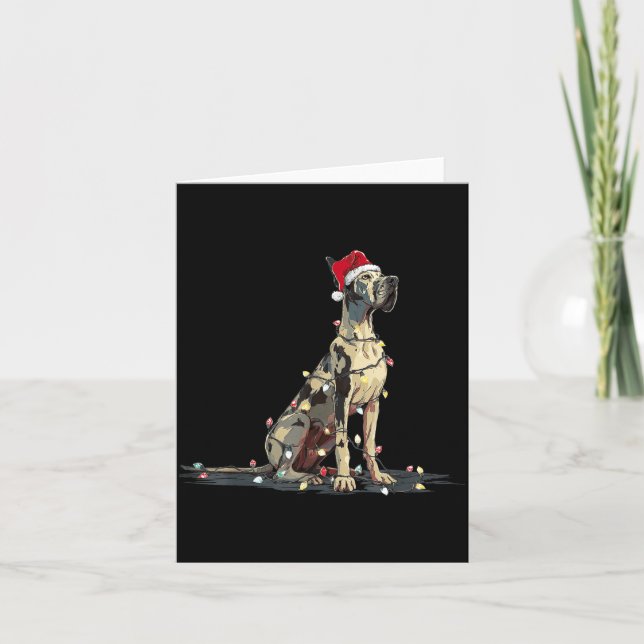 Carte Funny Great Dane Christmas Graphics Dog Lights Lov (Devant)