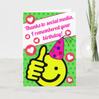 Funny Green Smile Face Médias sociaux Joyeux anniv