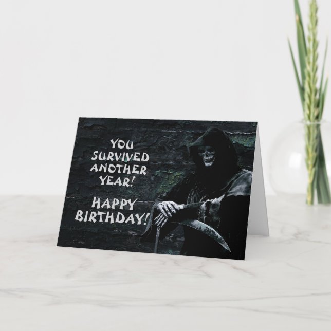 Carte Funny Grim Reaper Anniversaire (Devant)