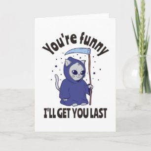 Carte Funny Grim Reaper Cat Halloween Costume