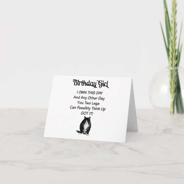 Carte Funny Grumpy Chat Birthday Girl Card (Devant)