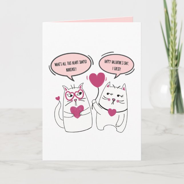 Carte Funny Grumpy Sarcastic Valentines Jour Chat Couple (Devant)